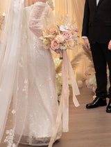 Champagne & Pink 13 Inch Artificial Wedding Bride Bouquets