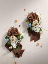 Tawny Beige & Berry Pink 2pcs Wedding Wrist/Shoulder Corsage Artificial Flower