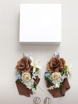Tawny Beige & Berry Pink 2pcs Wedding Wrist/Shoulder Corsage Artificial Flower