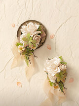 Sand Beige 2pcs Wedding Wrist/Shoulder Corsage Artificial Flower