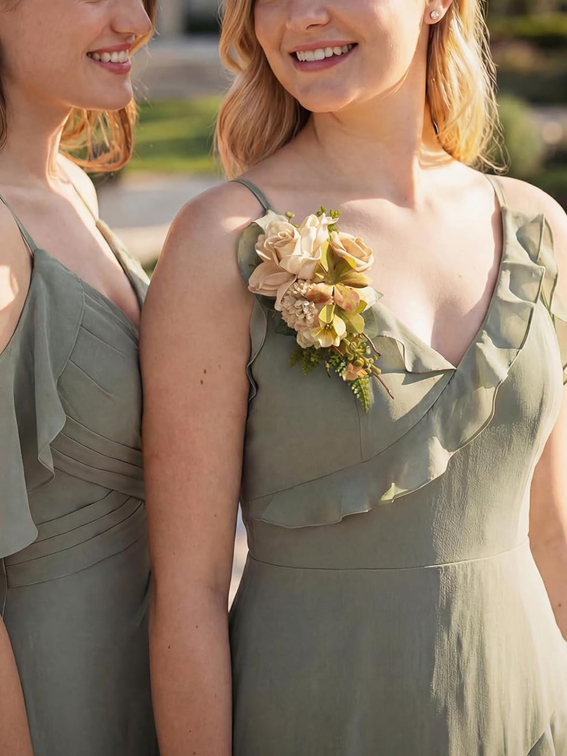 Sand Beige 2pcs Wedding Wrist/Shoulder Corsage Artificial Flower