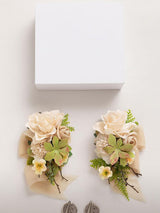 Sand Beige 2pcs Wedding Wrist/Shoulder Corsage Artificial Flower