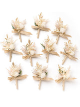 Beige 10pcs Groomsmen Guest Boutonniere