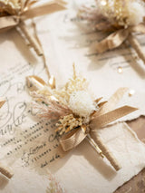 Beige 10pcs Groomsmen Guest Boutonniere