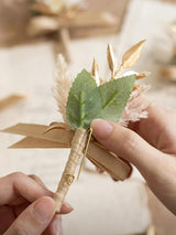 Beige 10pcs Groomsmen Guest Boutonniere