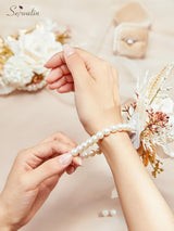 Champagne 6-7 Inch 2 Pcs Wrist Corsage for Wedding