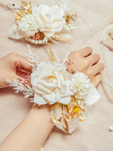 Champagne 6-7 Inch 2 Pcs Wrist Corsage for Wedding