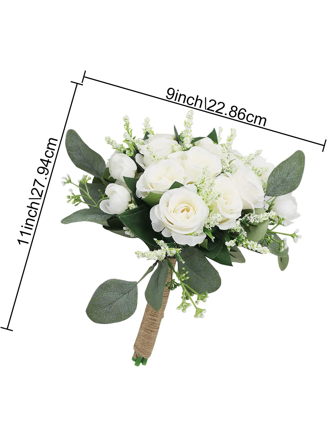 Ivory Artificial Flower Bouquet Set of 6 Bridesmaid Bouquets 7 Inch for Wedding