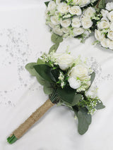 Ivory Artificial Flower Bouquet Set of 6 Bridesmaid Bouquets 7 Inch for Wedding