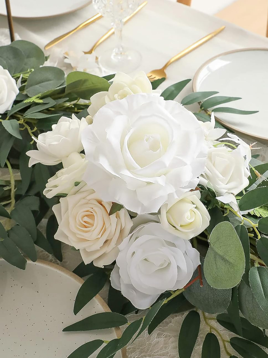 Ivory White 6ft Wedding Centerpieces Artificial Eucalyptus Garland