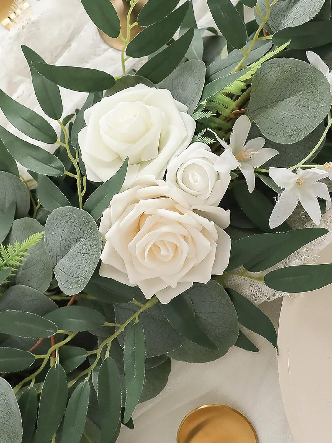 Ivory White 6ft Wedding Centerpieces Artificial Eucalyptus Garland