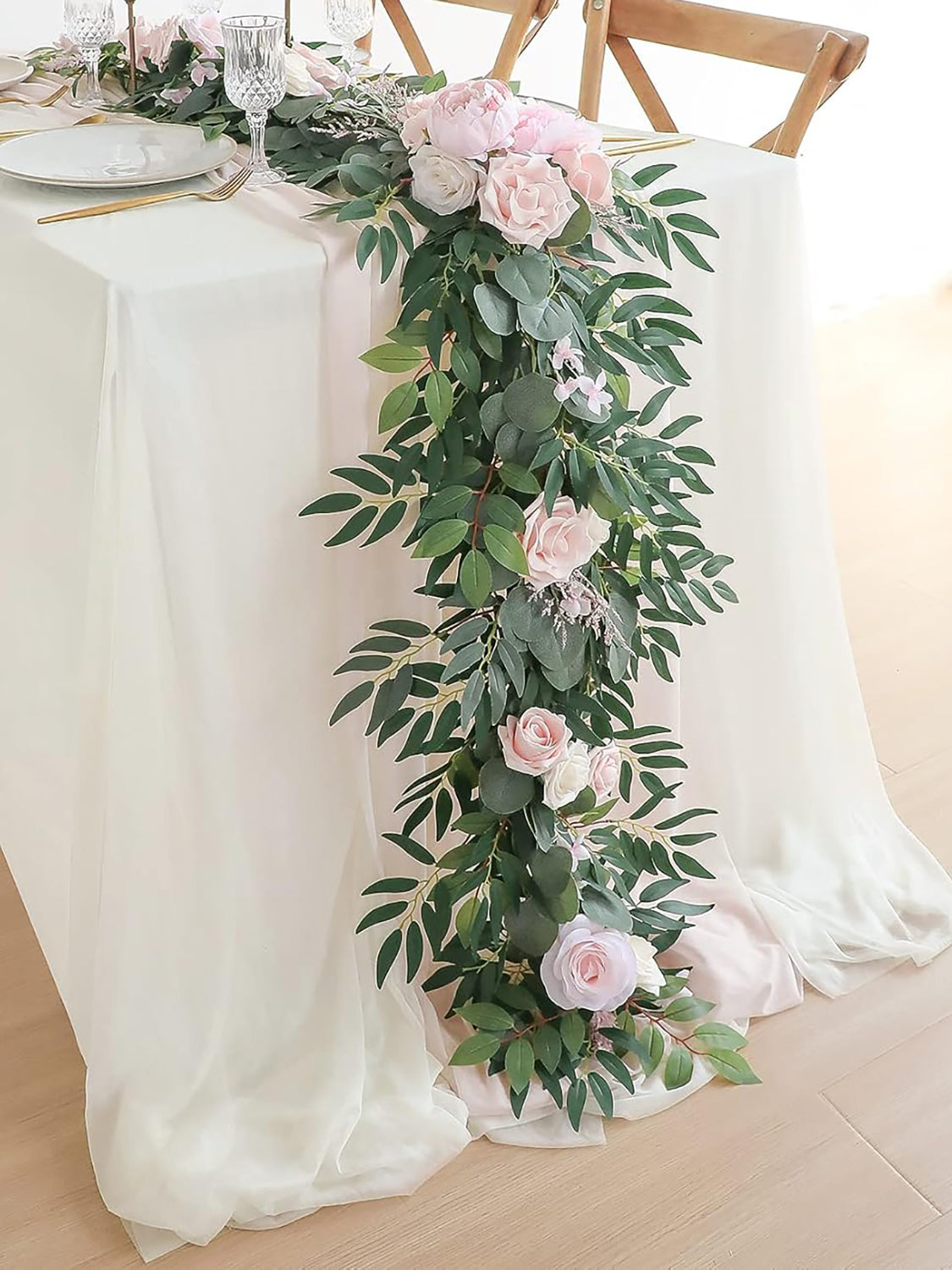 Blush & Cream Wedding Centerpieces 6ft Artificial Eucalyptus Garland
