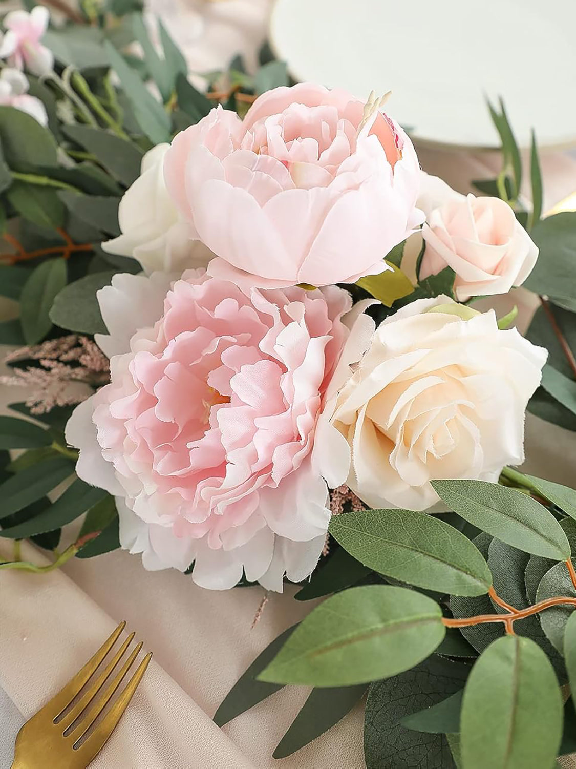 Blush & Cream Wedding Centerpieces 6ft Artificial Eucalyptus Garland