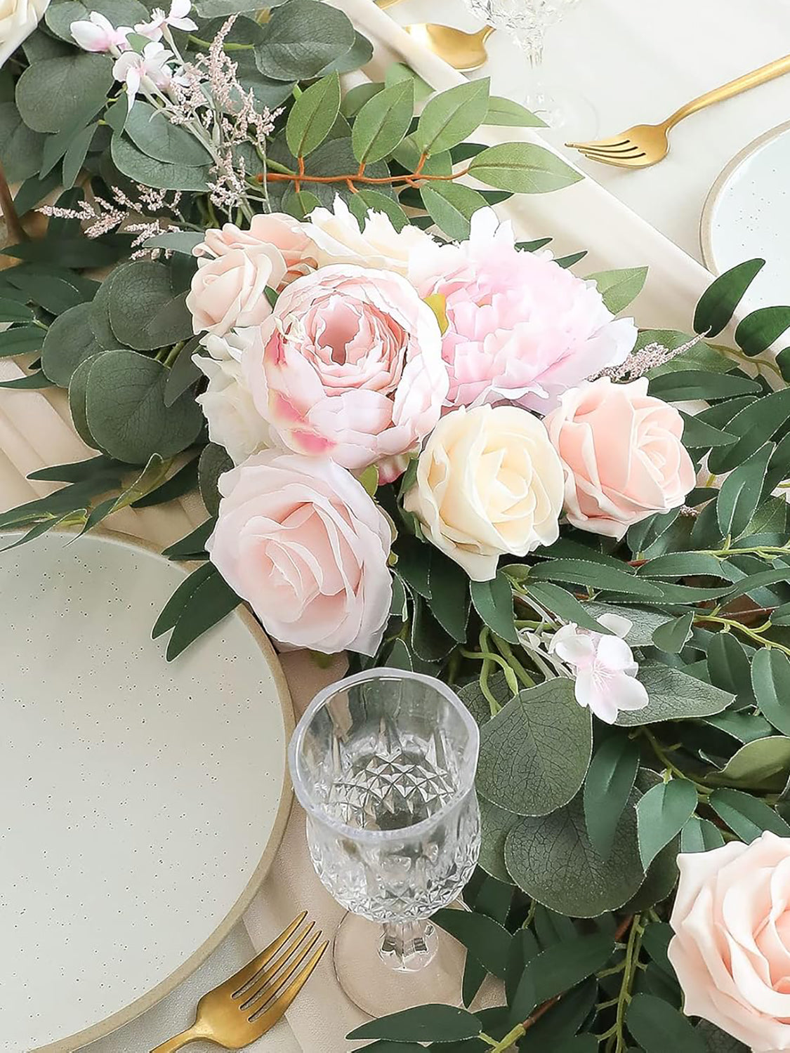 Blush & Cream Wedding Centerpieces 6ft Artificial Eucalyptus Garland