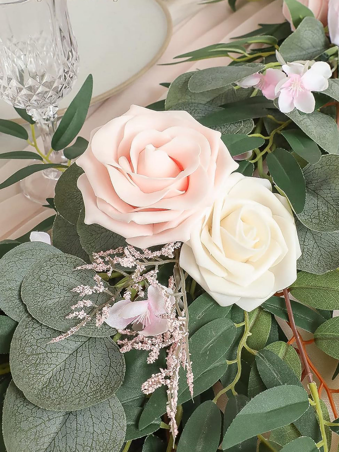 Blush & Cream Wedding Centerpieces 6ft Artificial Eucalyptus Garland