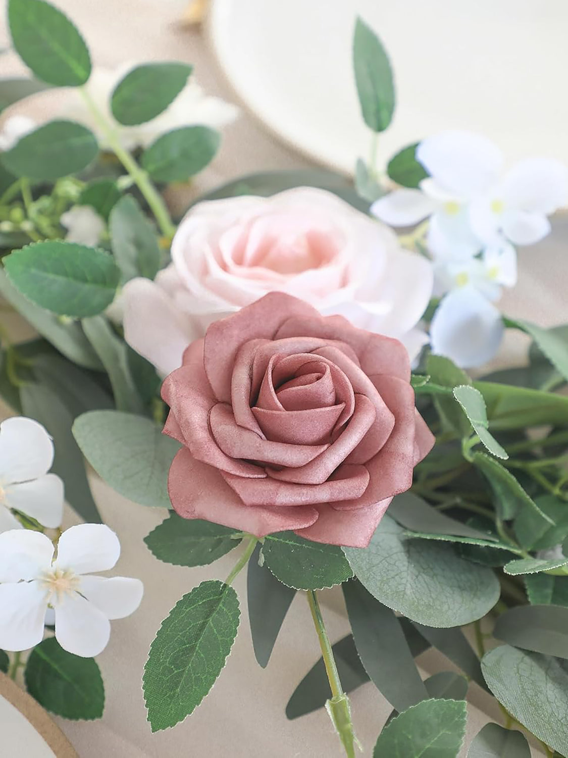 Blush Powder Blue Wedding Centerpieces 6ft Artificial Eucalyptus Garland