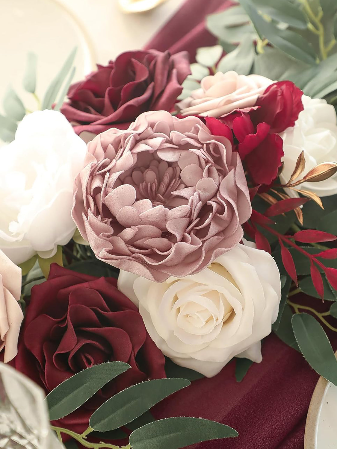 Burgundy & White Wedding Centerpieces 6ft Artificial Eucalyptus Garland