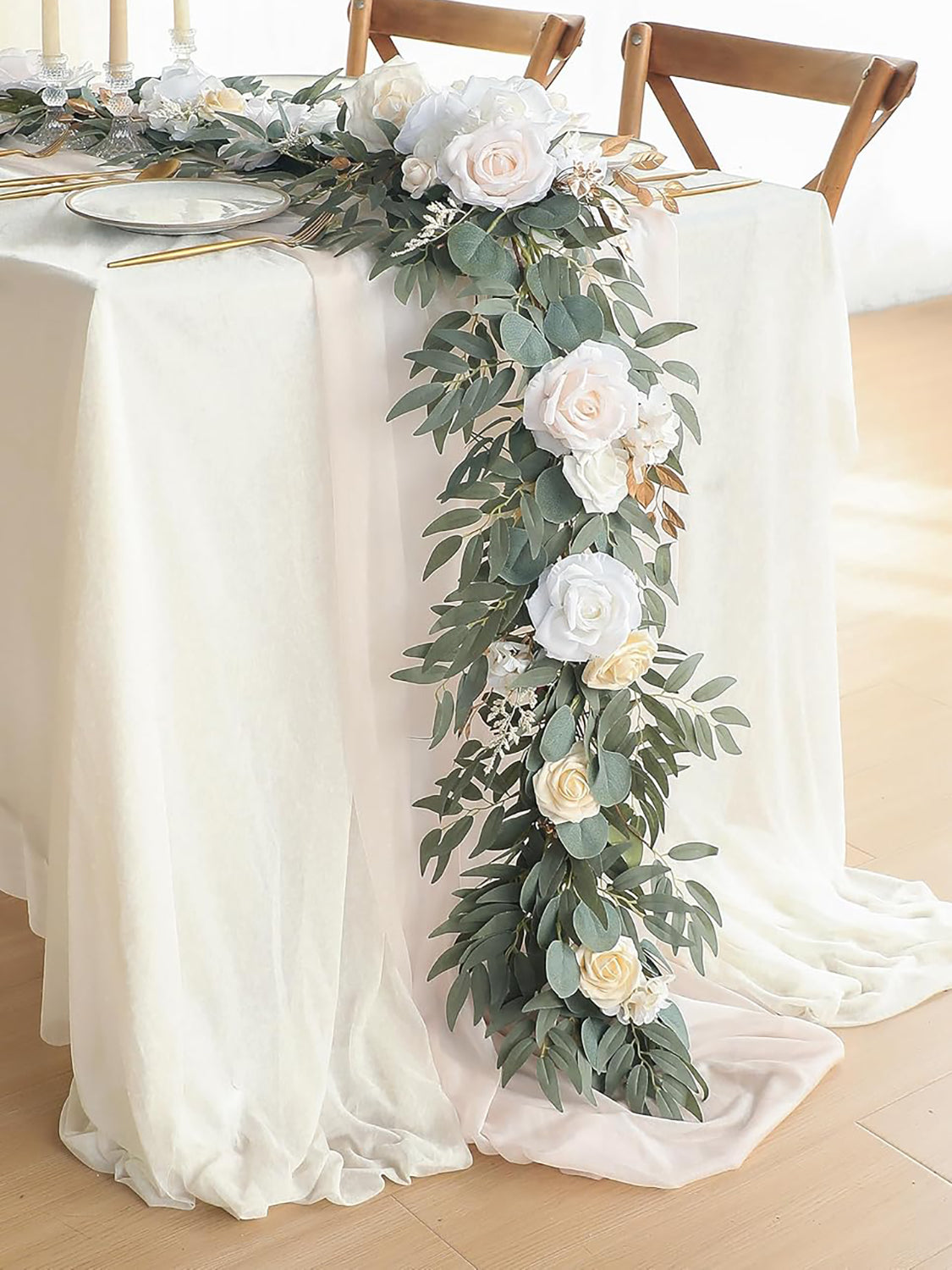 Cream White Wedding Centerpieces 6ft Artificial Eucalyptus Garland