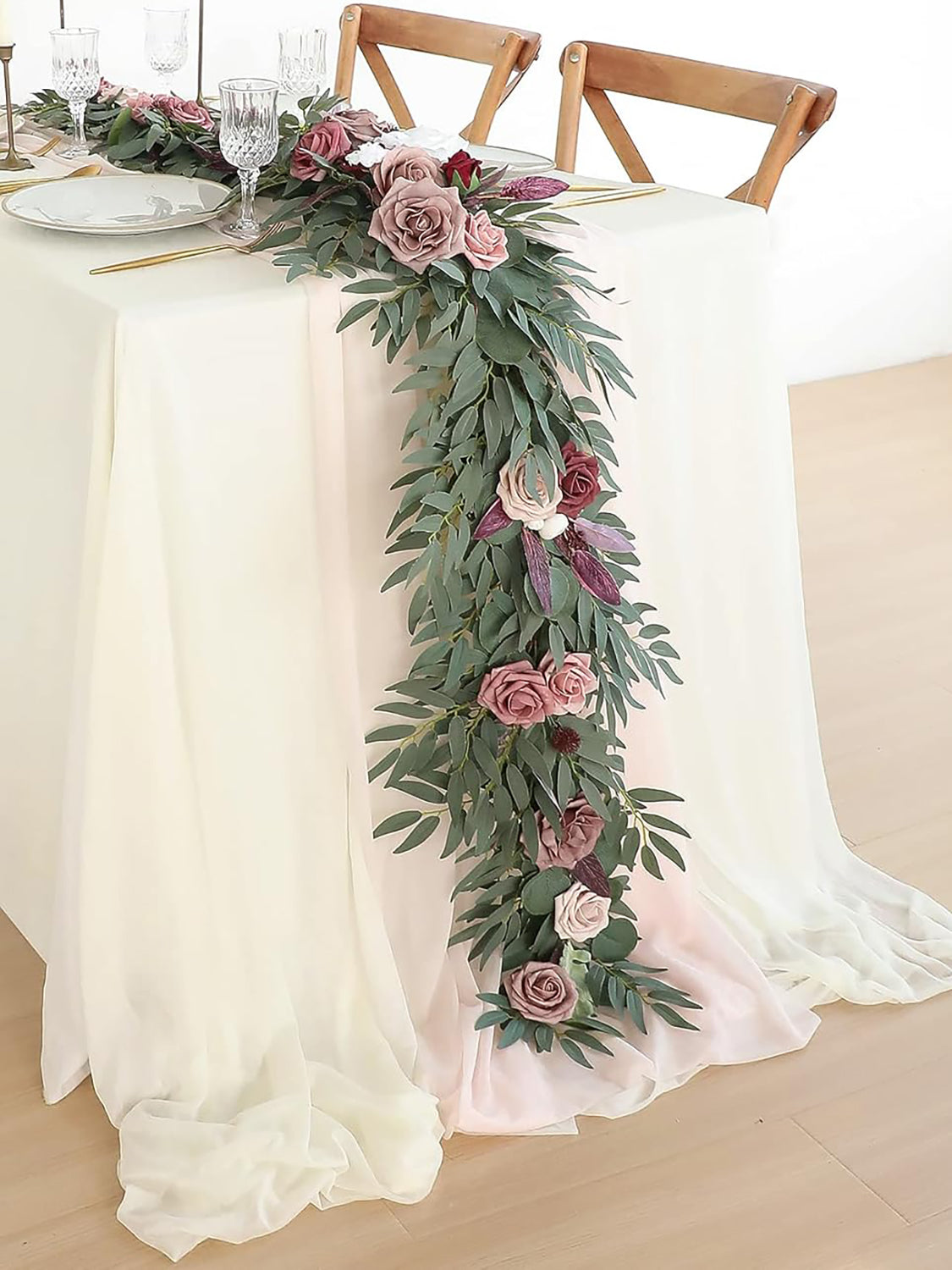 Dusty Rose & Mauve 6ft Wedding Centerpieces Artificial Eucalyptus Garland