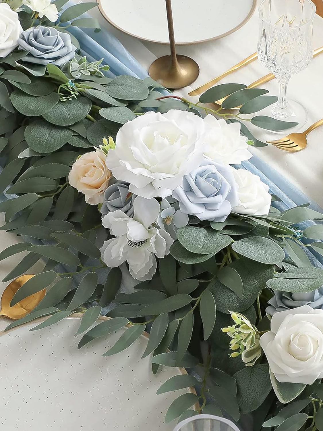 Dusty Blue 6ft Wedding Centerpieces Artificial Eucalyptus Garland