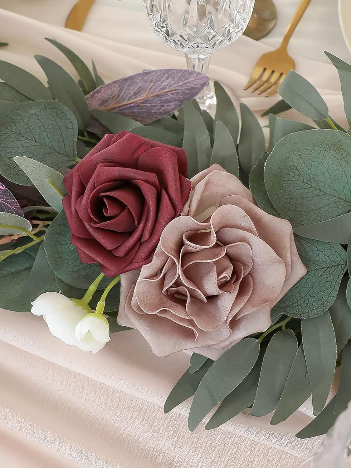 Dusty Rose & Mauve 6ft Wedding Centerpieces Artificial Eucalyptus Garland