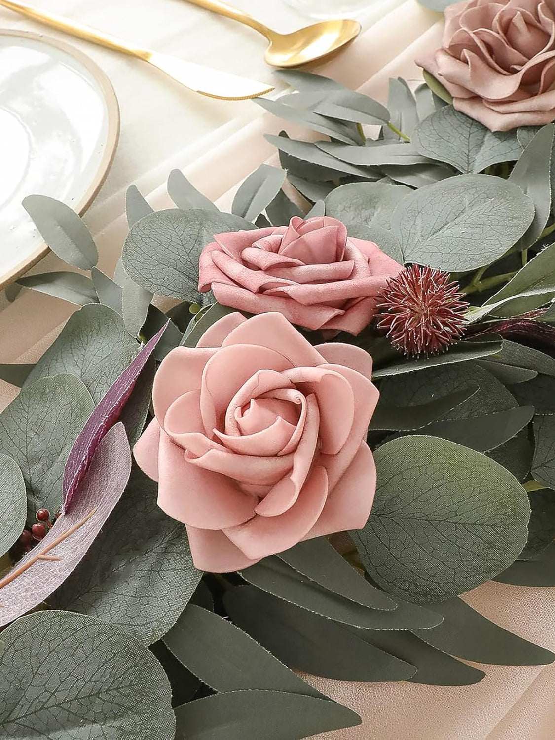 Dusty Rose & Mauve 6ft Wedding Centerpieces Artificial Eucalyptus Garland