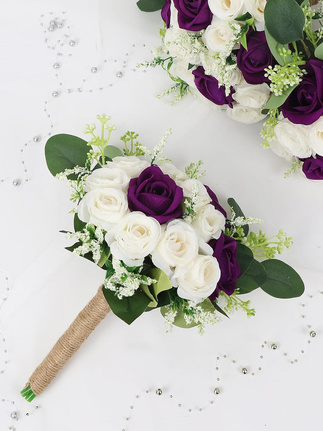Bridesmaid Bouquet Set 2 Artificial Ivory 7 Inch For Wedding Decor