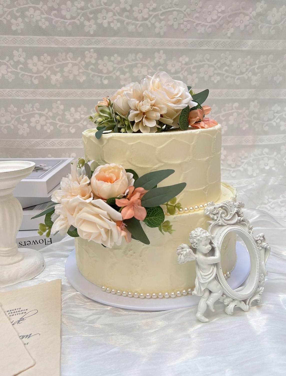 Champagne Boho Wedding Decorations 2Pcs Cake Topper Set