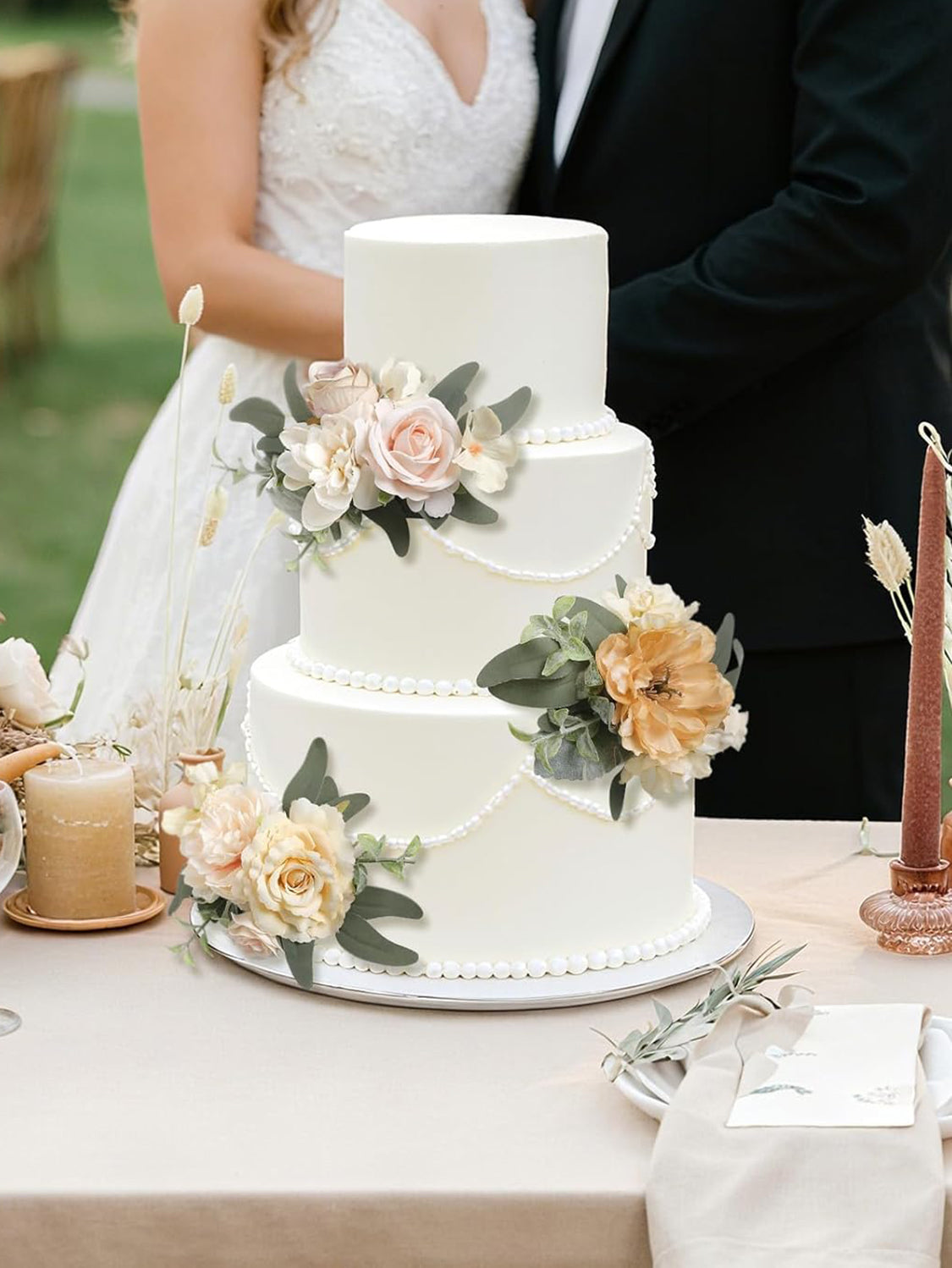 Champagne & Coffee 3Pcs Cake Topper Cake Decorating Flowers
