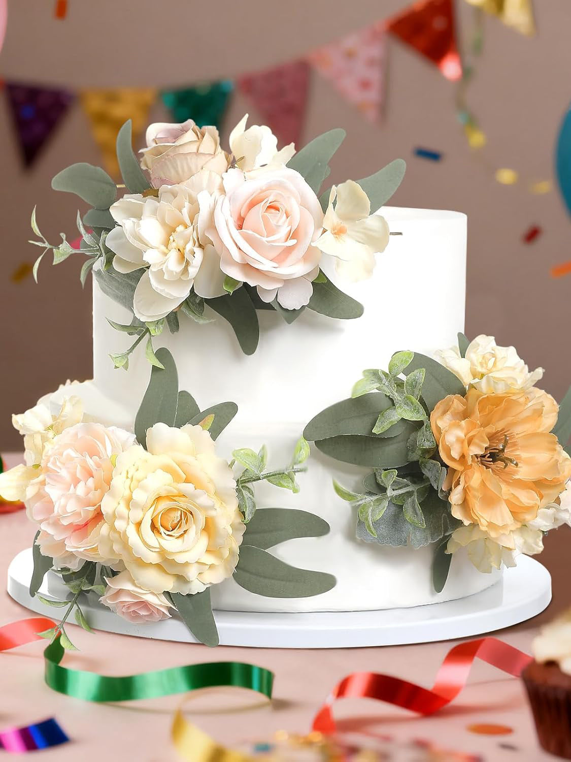 Champagne & Coffee 3Pcs Cake Topper Cake Decorating Flowers