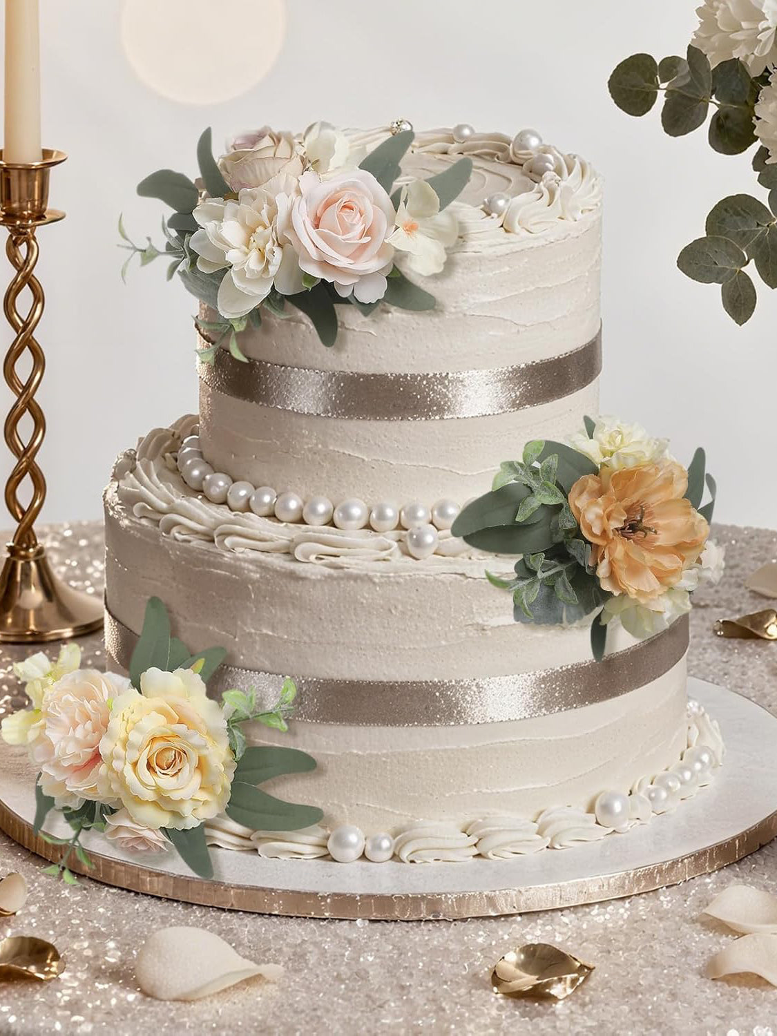Champagne & Coffee 3Pcs Cake Topper Cake Decorating Flowers