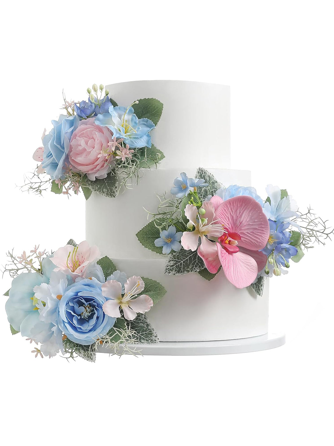 Blue-Pink 3Pcs Cake Topper Cake Decorating Flowers