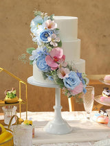 Blue-Pink 3Pcs Cake Topper Cake Decorating Flowers