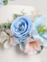 Blue-Pink 3Pcs Cake Topper Cake Decorating Flowers