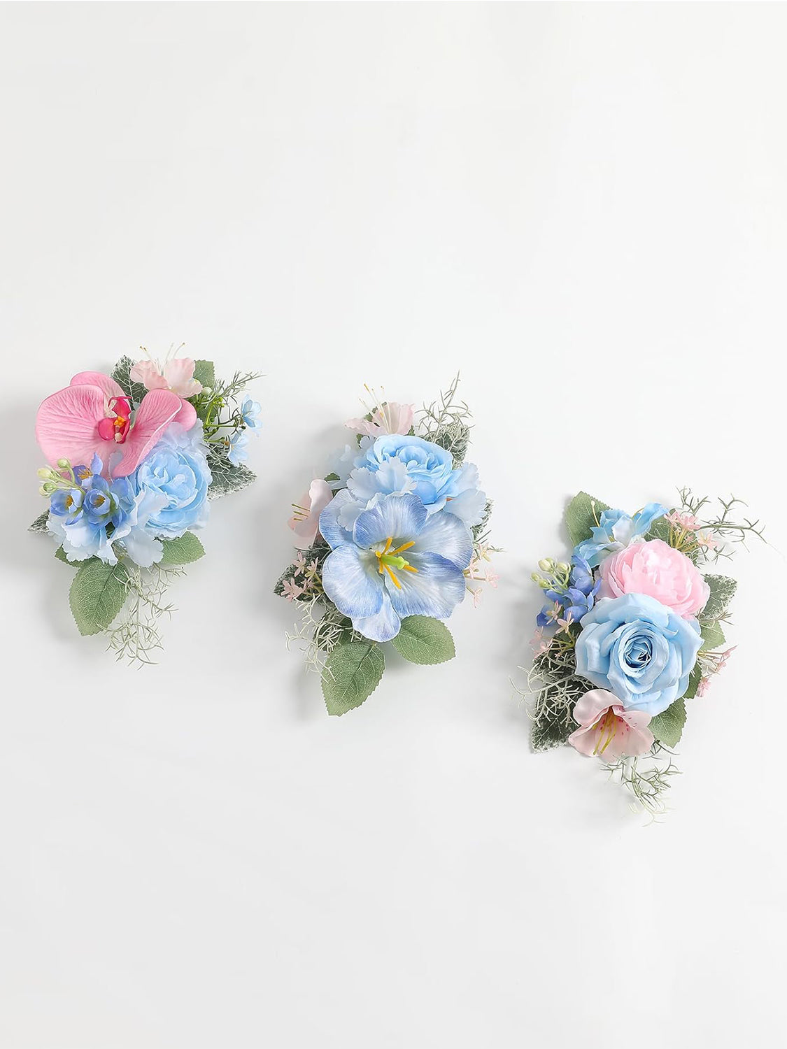 Blue-Pink 3Pcs Cake Topper Cake Decorating Flowers