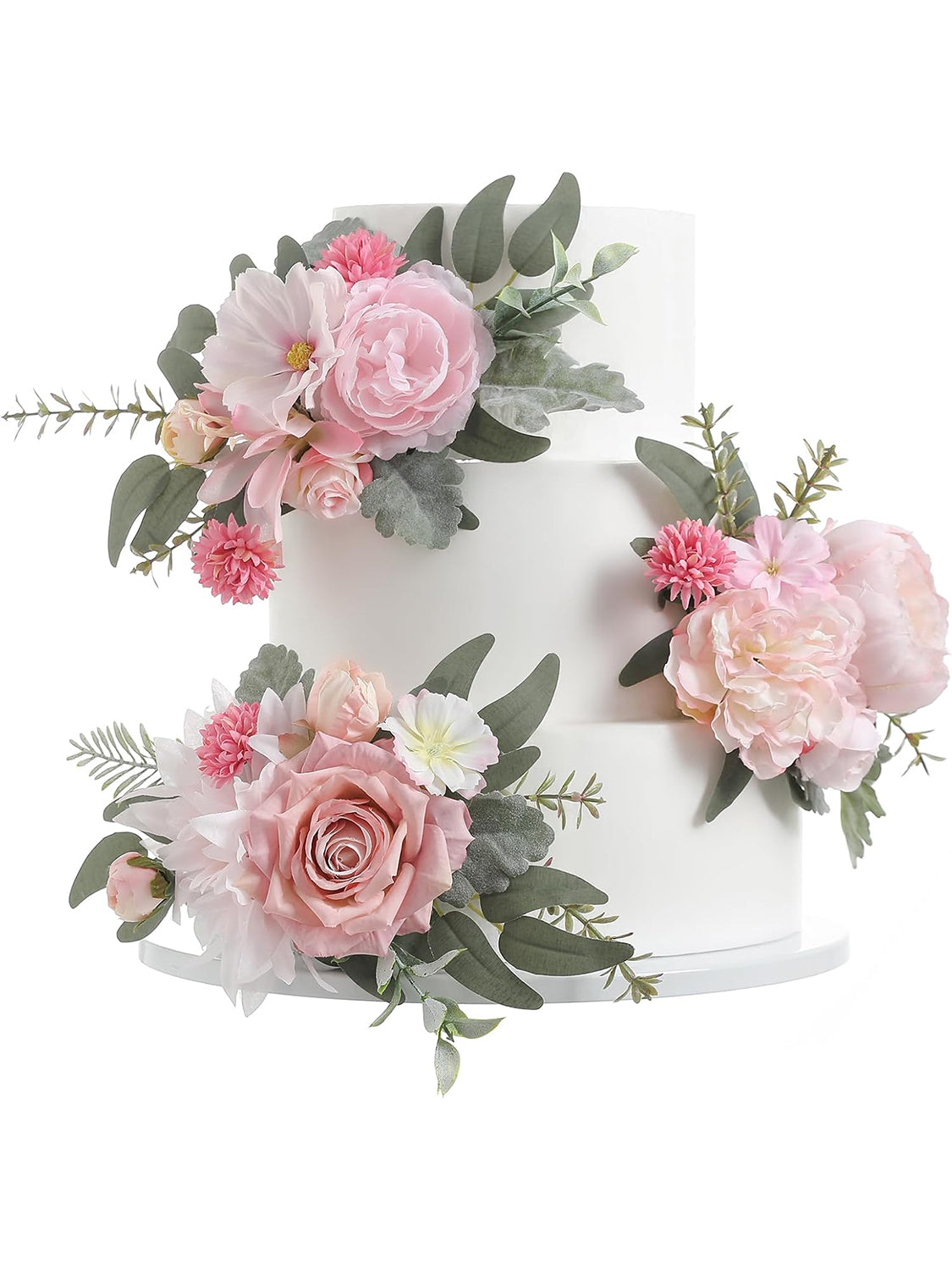 Pink 3Pcs Cake Topper Cake Decorating Flowers
