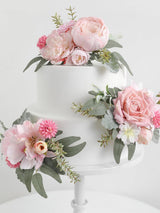Pink 3Pcs Cake Topper Cake Decorating Flowers