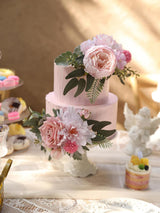 Pink 3Pcs Cake Topper Cake Decorating Flowers