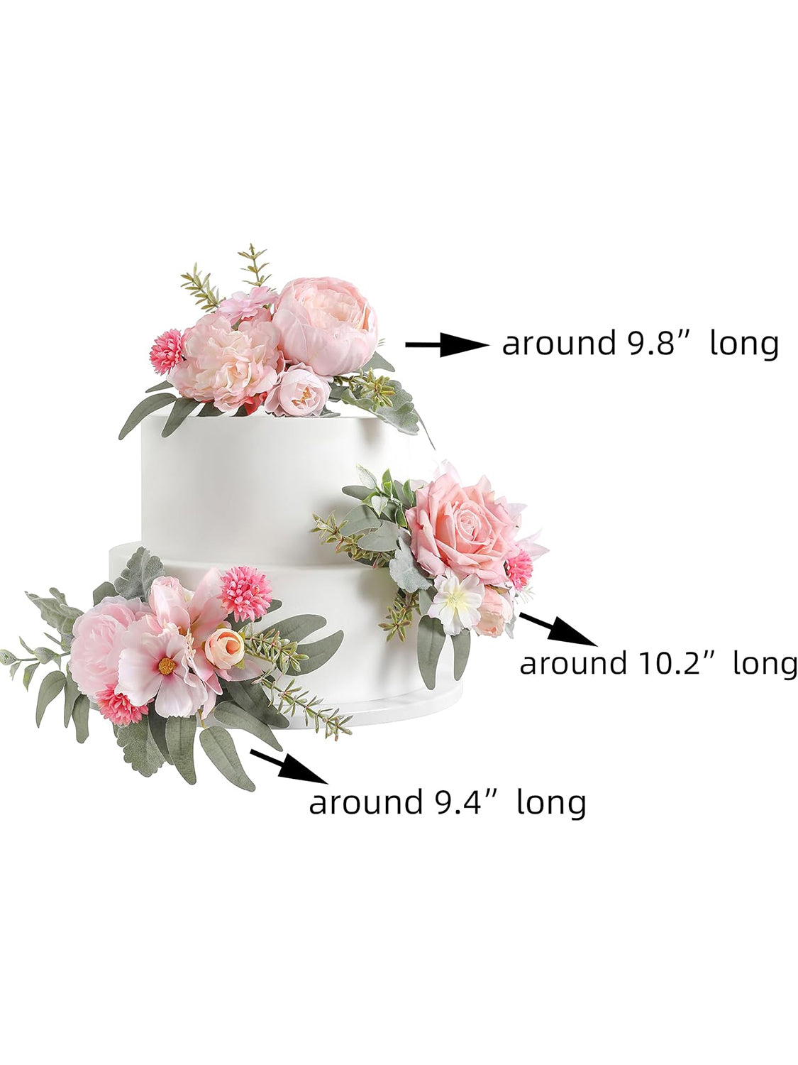 Pink 3Pcs Cake Topper Cake Decorating Flowers