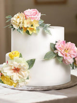 Pink & Yellow 3Pcs Cake Topper Cake Decorating Flowers