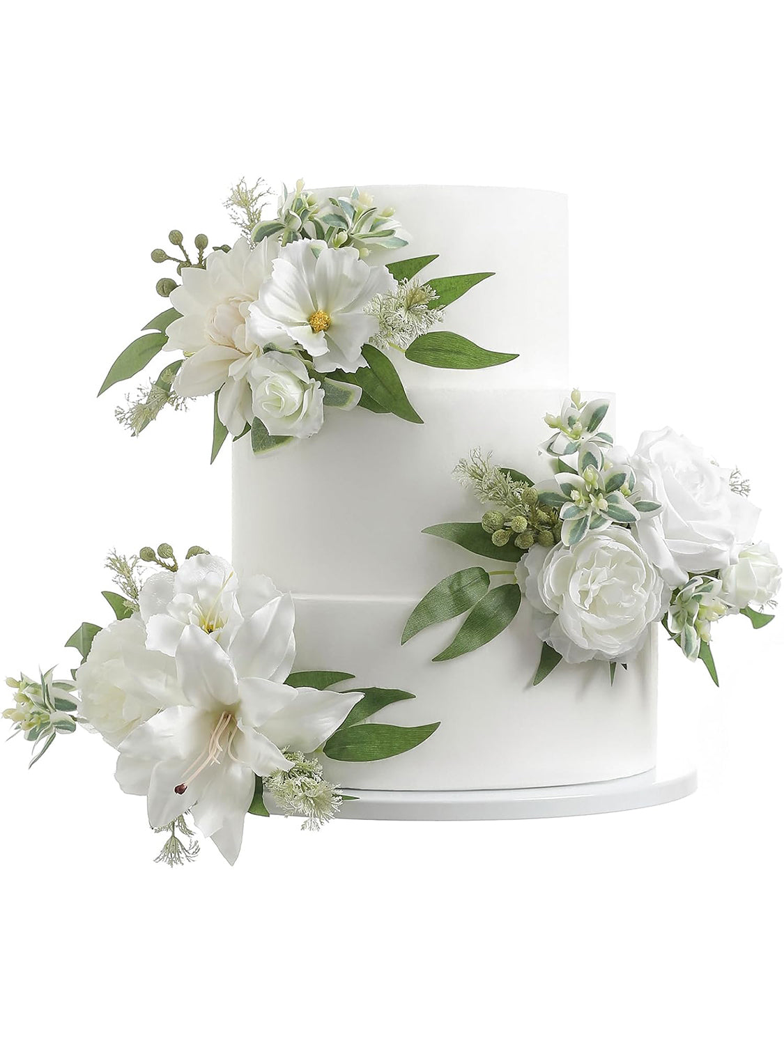 White 3Pcs Cake Topper Cake Decorating Flowers