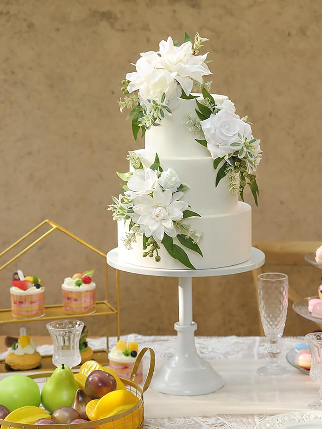 White 3Pcs Cake Topper Cake Decorating Flowers