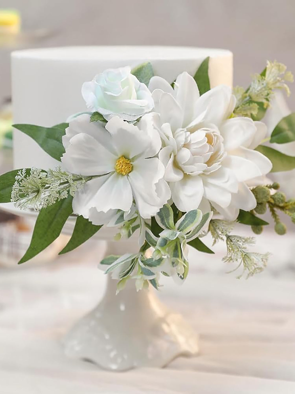 White 3Pcs Cake Topper Cake Decorating Flowers