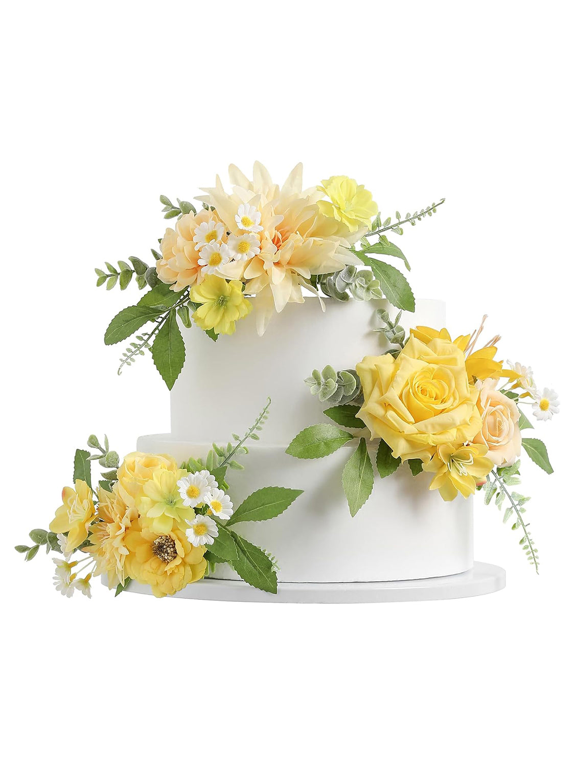 Yellow 3Pcs Cake Topper Cake Decorating Flowers