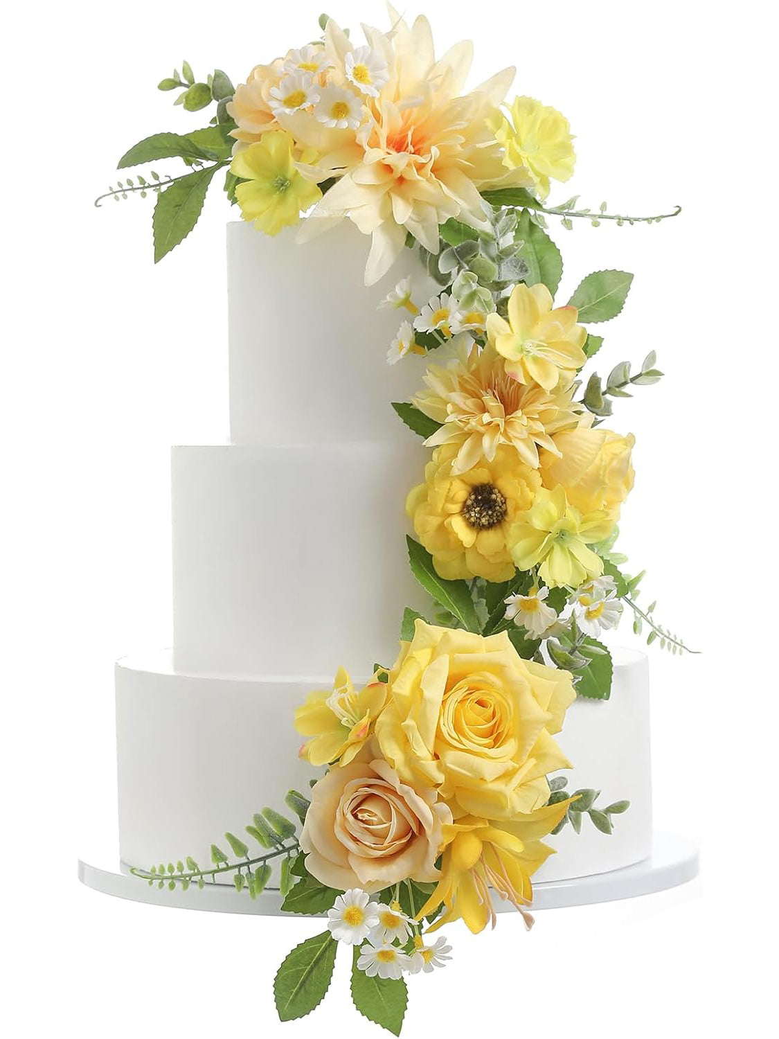 Yellow 3Pcs Cake Topper Cake Decorating Flowers