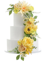 Yellow 3Pcs Cake Topper Cake Decorating Flowers