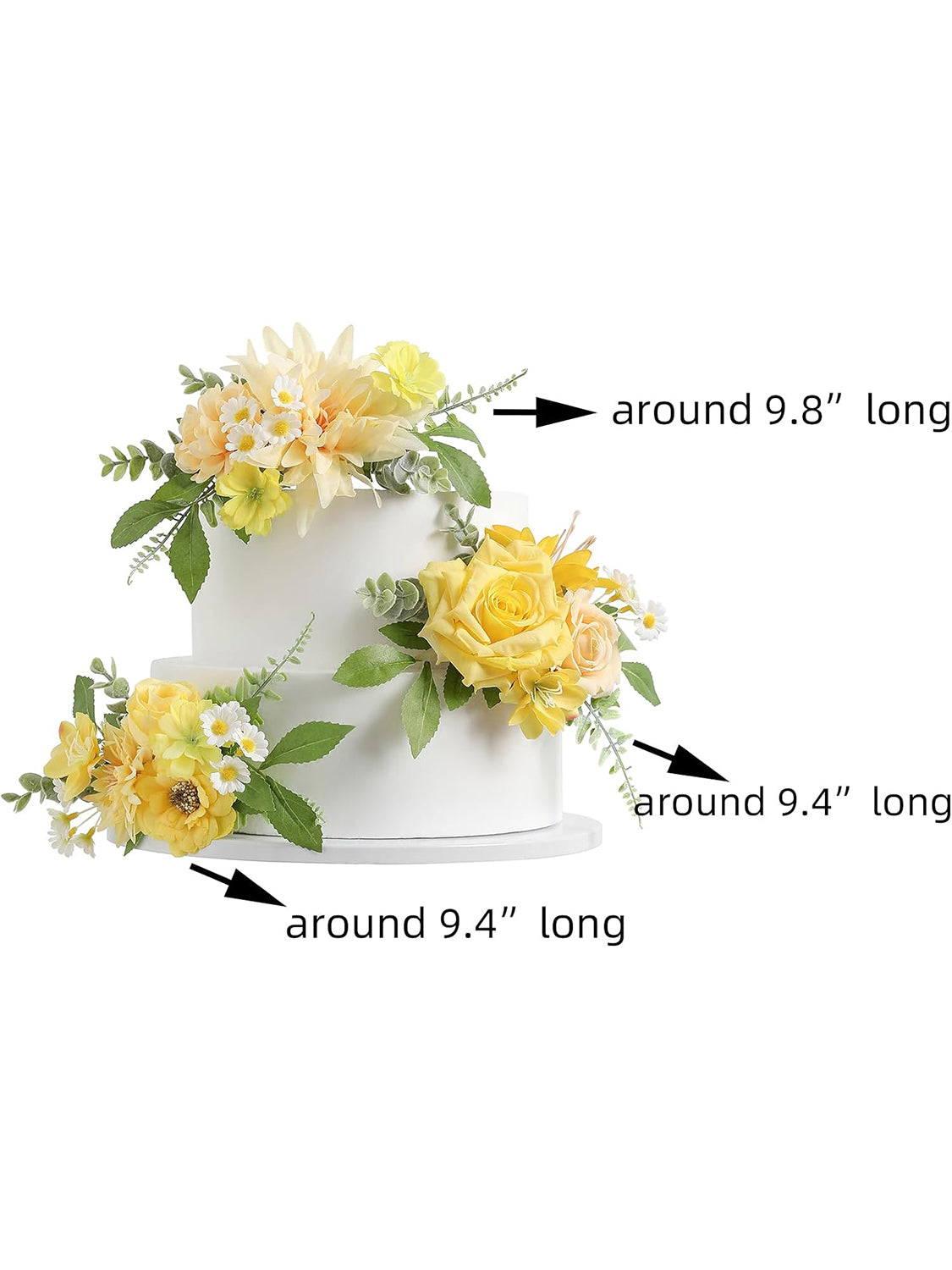 Yellow 3Pcs Cake Topper Cake Decorating Flowers