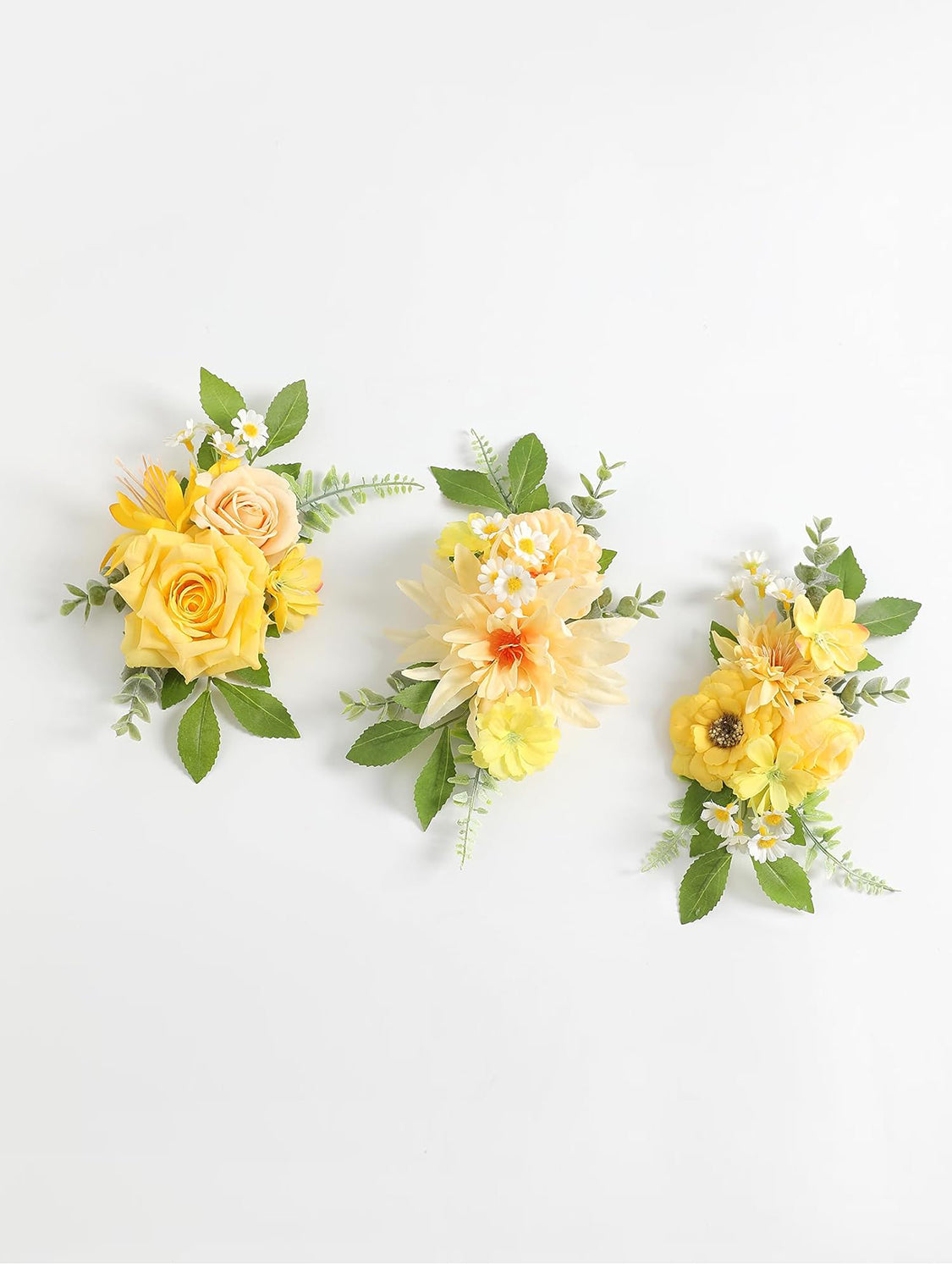 Yellow 3Pcs Cake Topper Cake Decorating Flowers