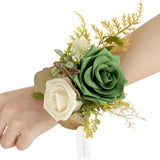 Emerald Green Sage Wedding Wrist Corsage Artificial Flowers 6pcs