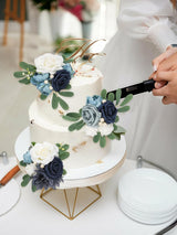 Blue Artificial Wedding Cake Topper Flowers Set of 3